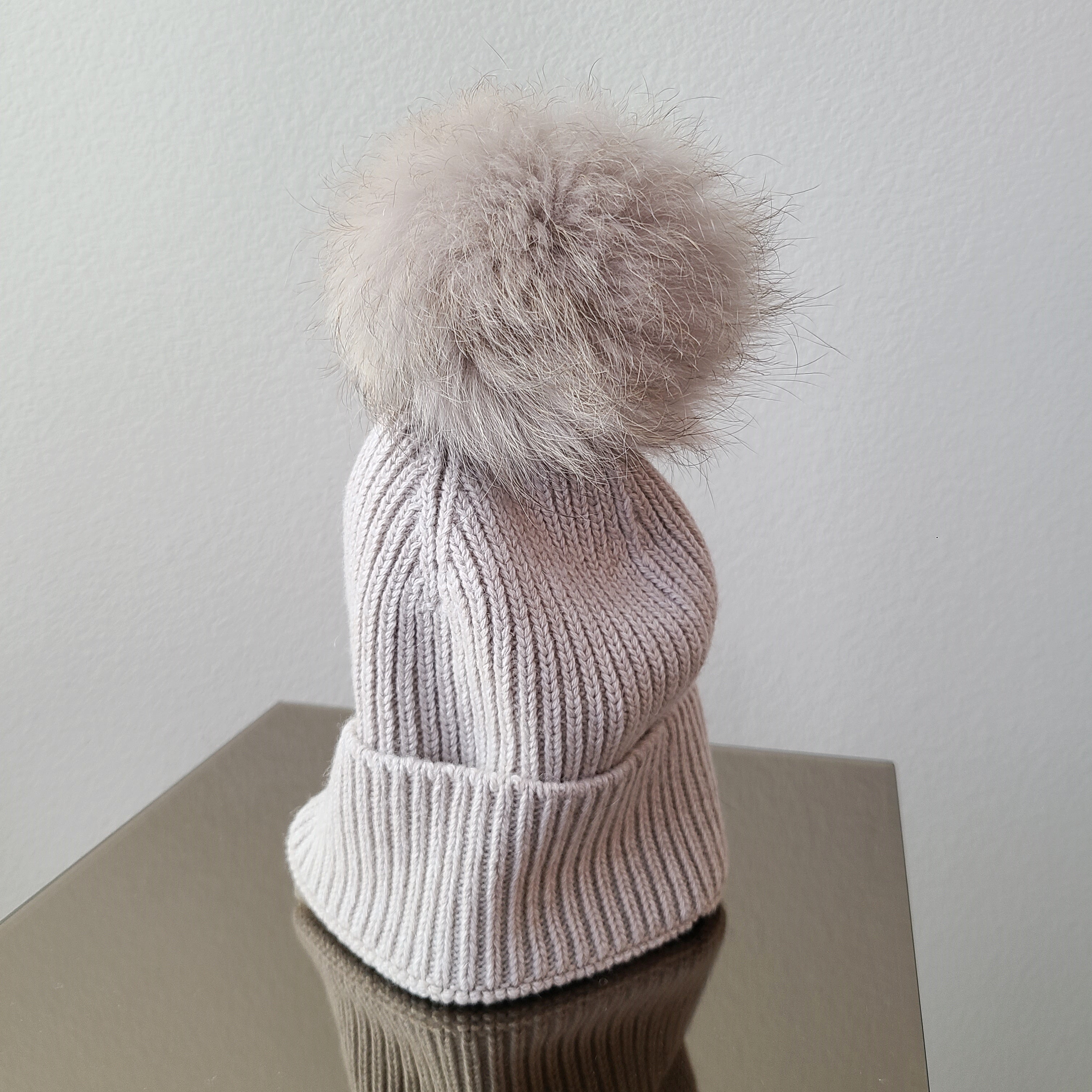Italy made classic Knit pom pom beanie hat