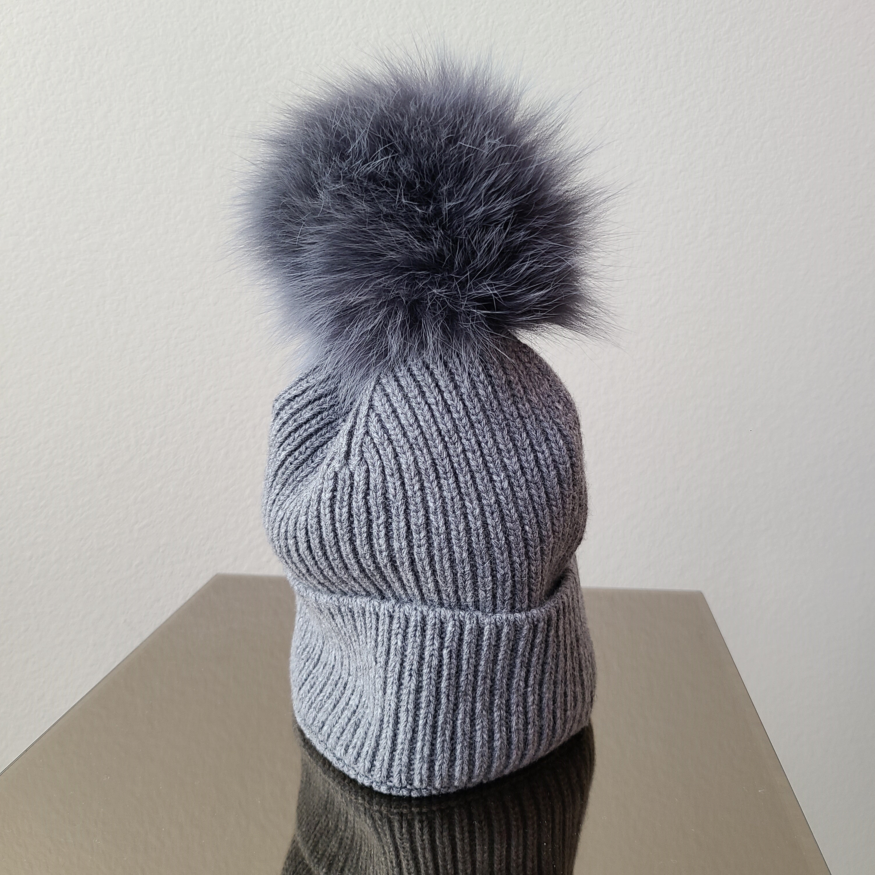 Italy made classic Knit pom pom beanie hat