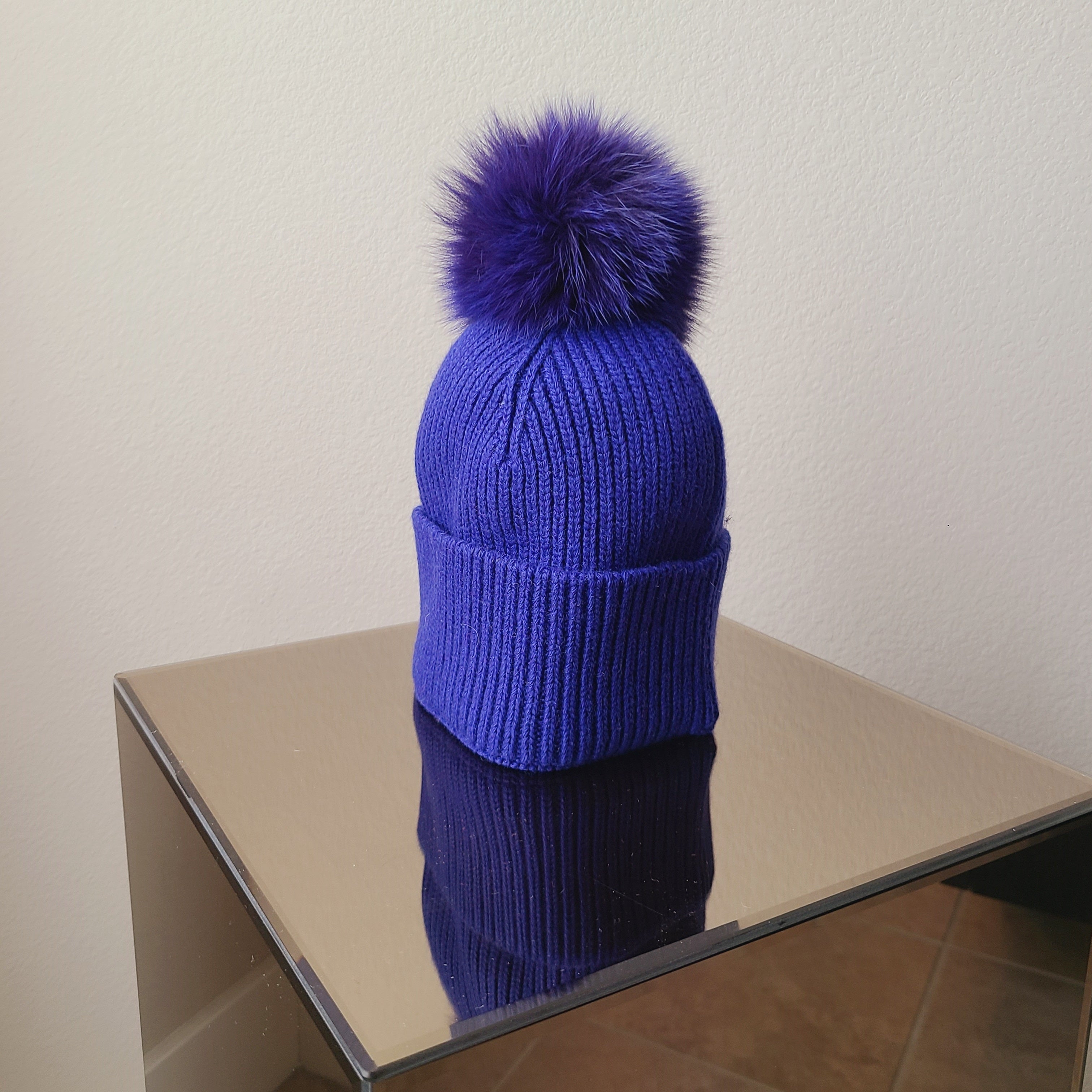 Italy made classic Knit pom pom beanie hat