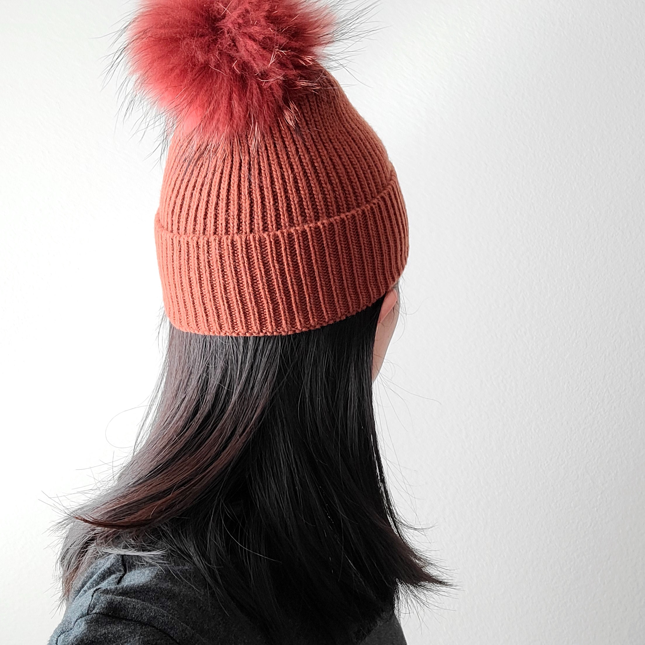 Italy made classic Knit pom pom beanie hat