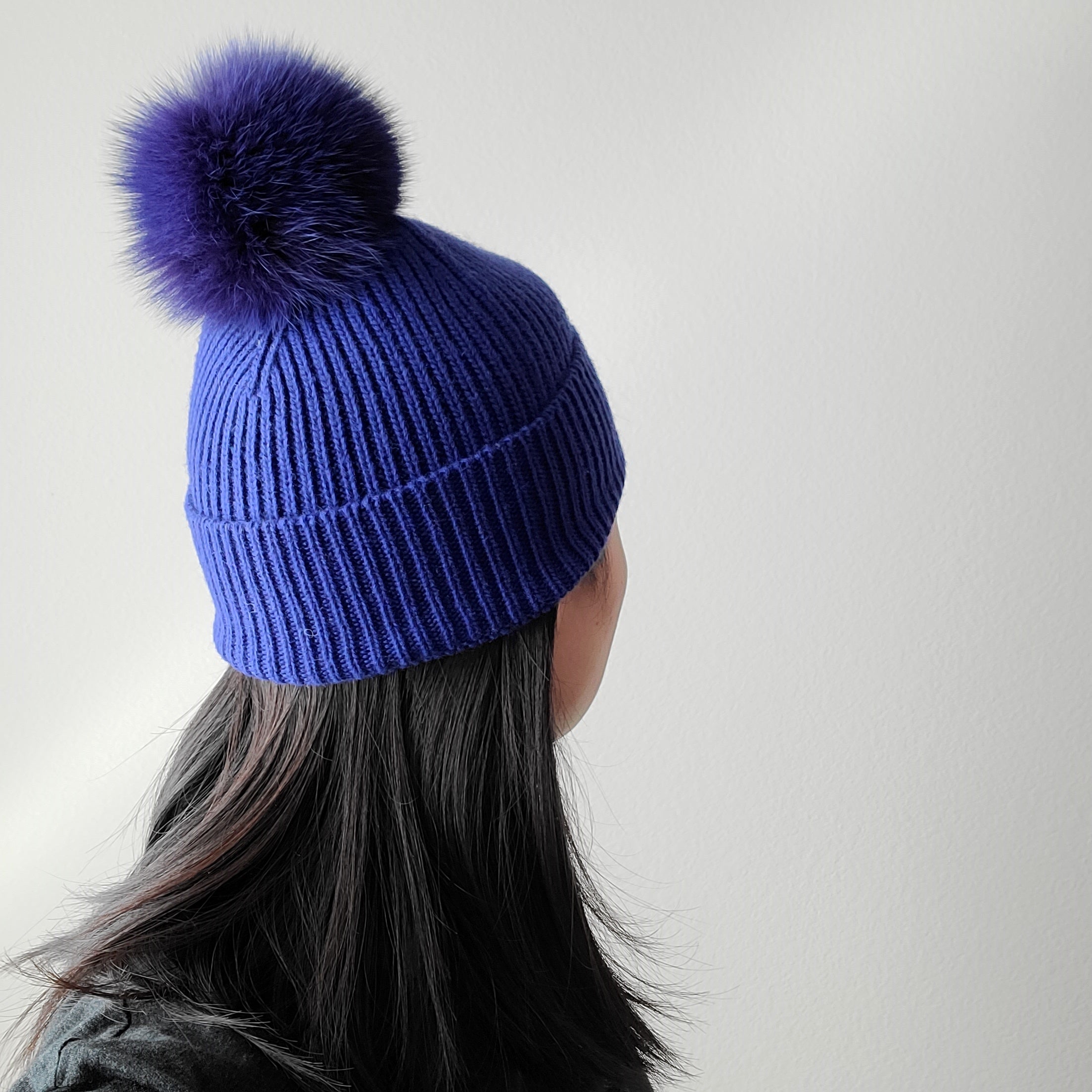 Italy made classic Knit pom pom beanie hat