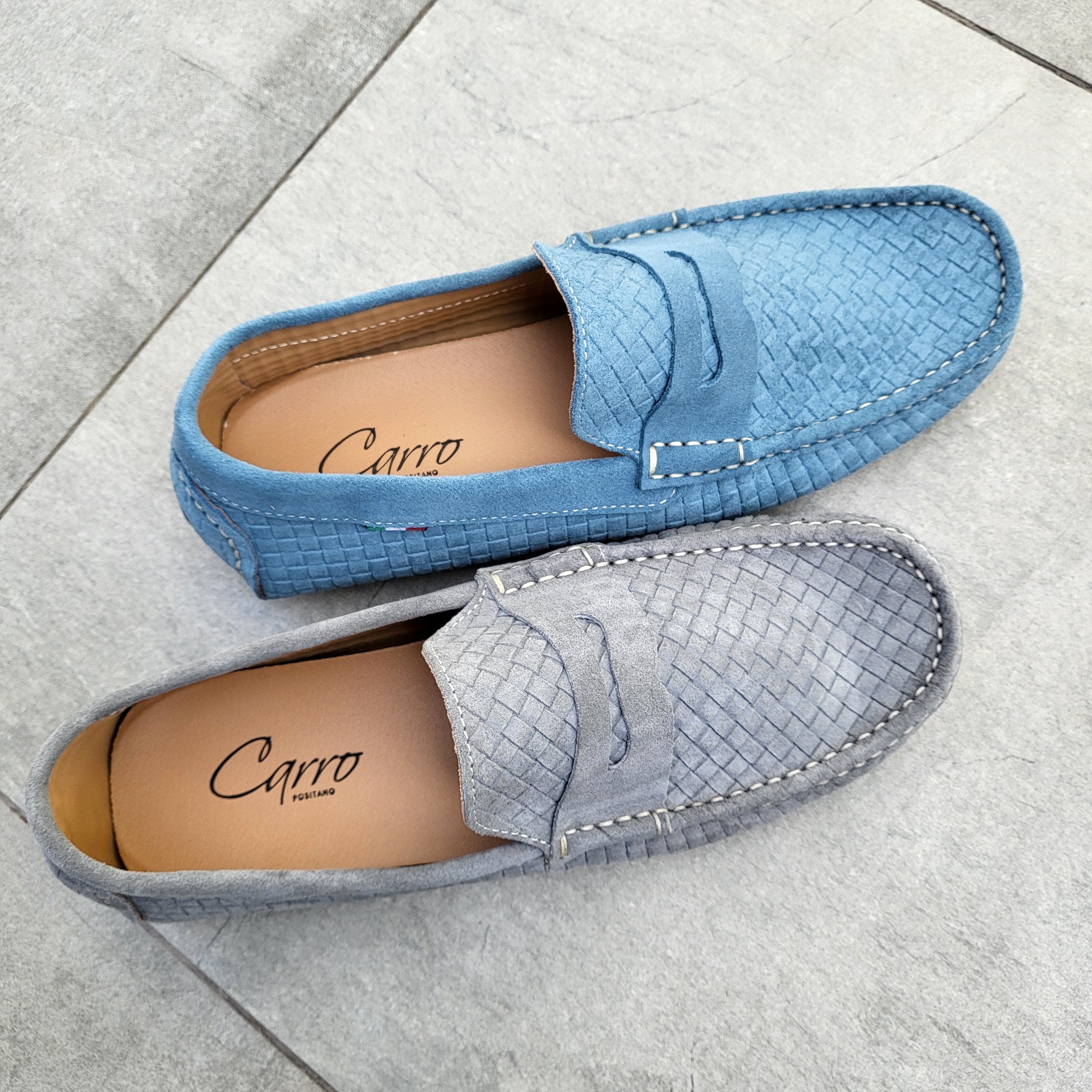 CarroPositano 03 Penny loafers men in Italian leather Suede
