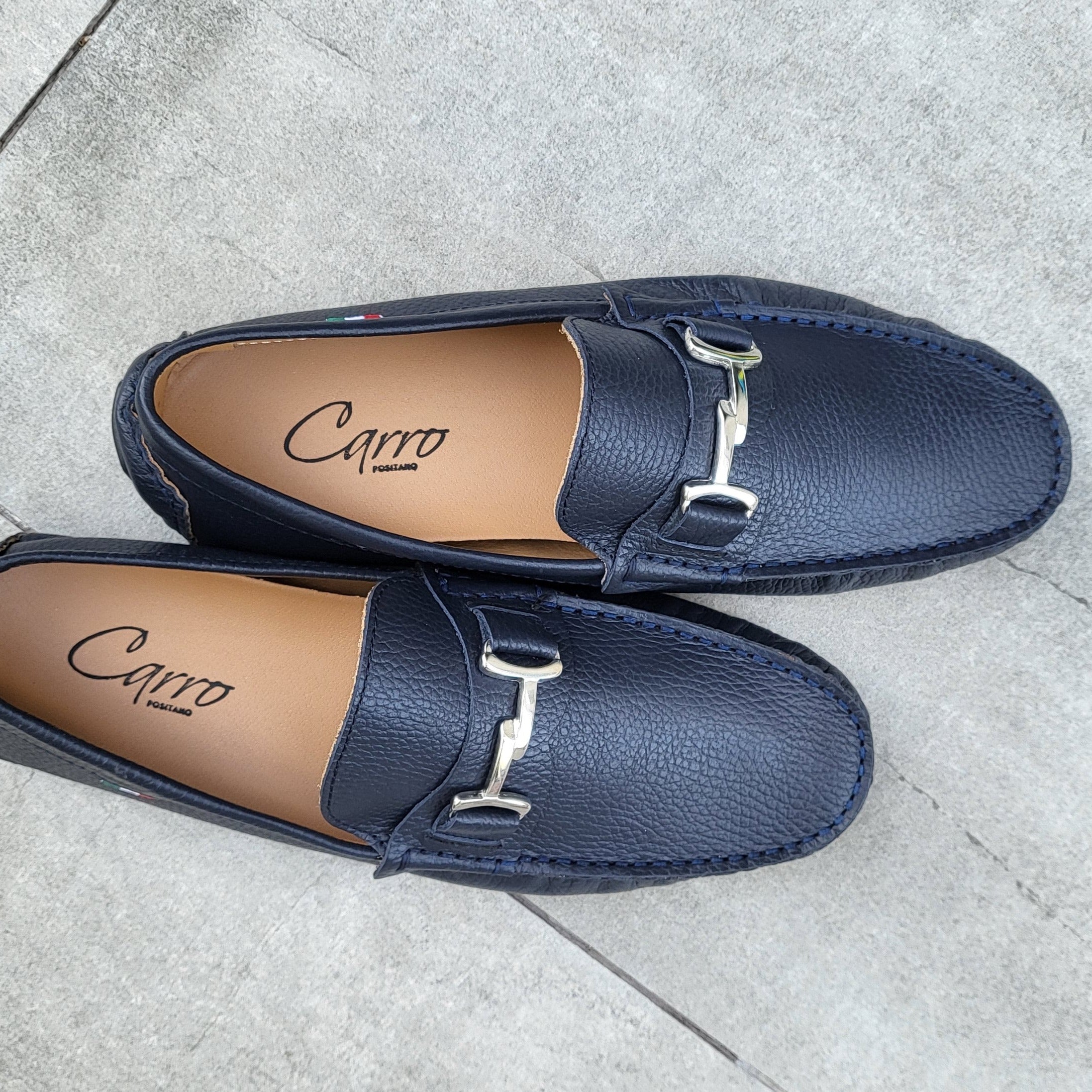Carro Positano Mens Premium Italian handmade Leather Chain loafers