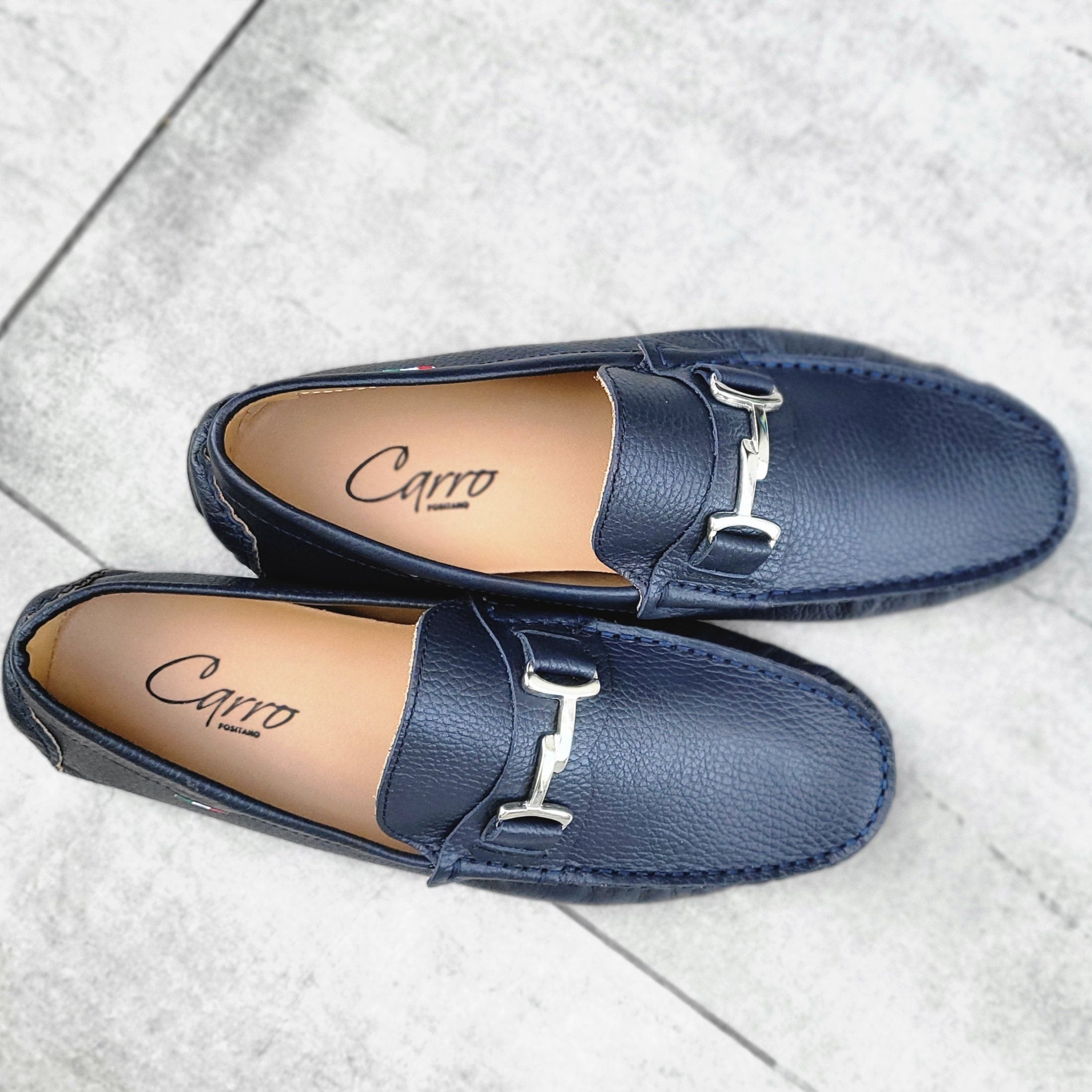 Carro Positano Mens Premium Italian handmade Leather Chain loafers