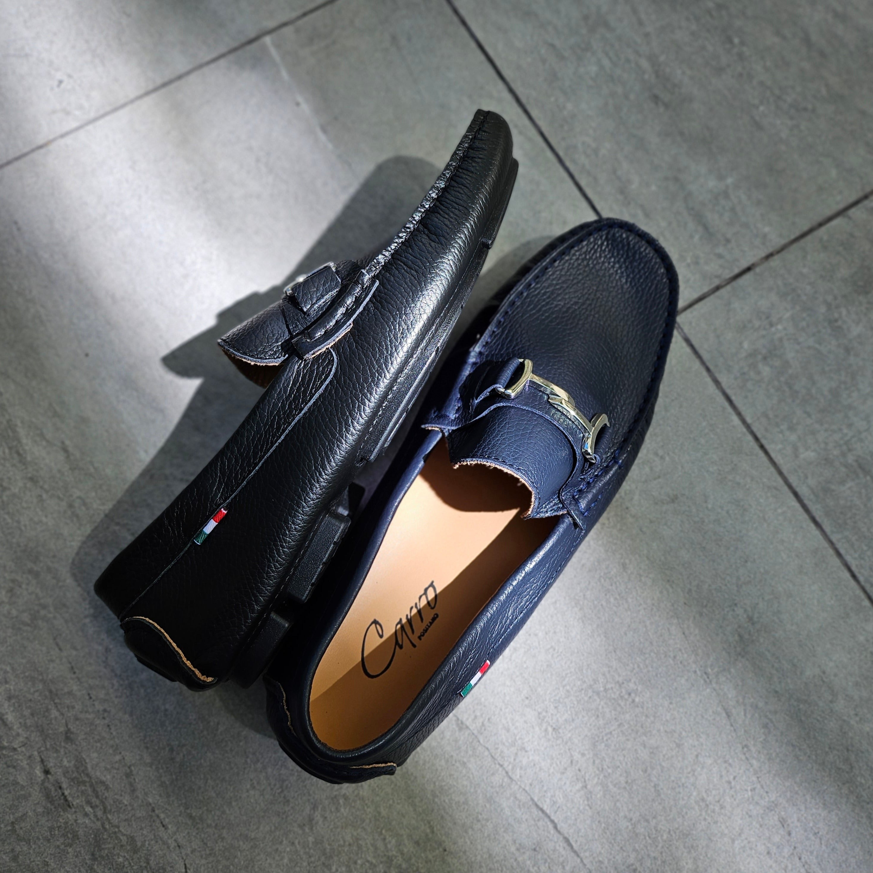 Carro Positano Mens Premium Italian handmade Leather Chain loafers