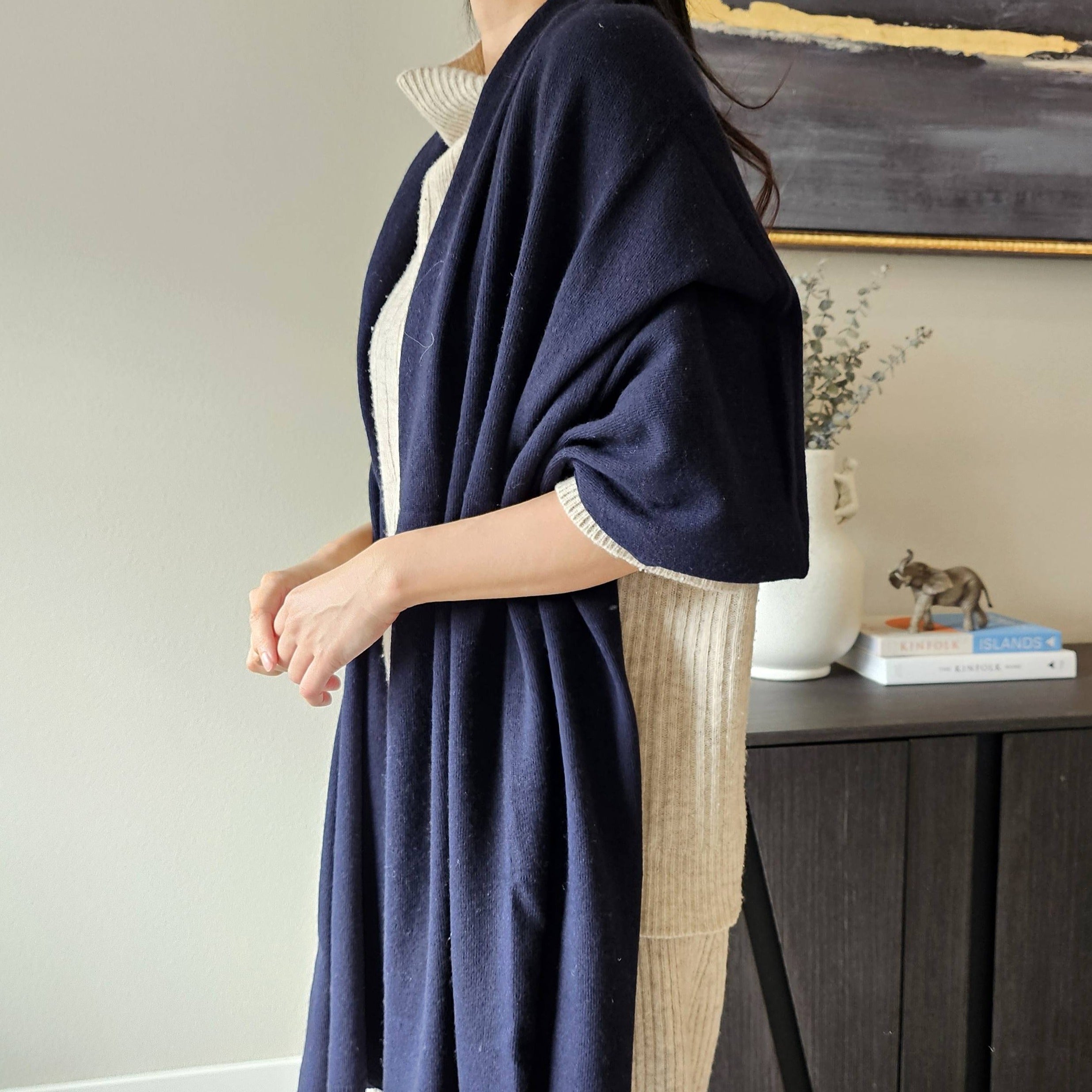 Italy made classic Cashmere Long Shawl