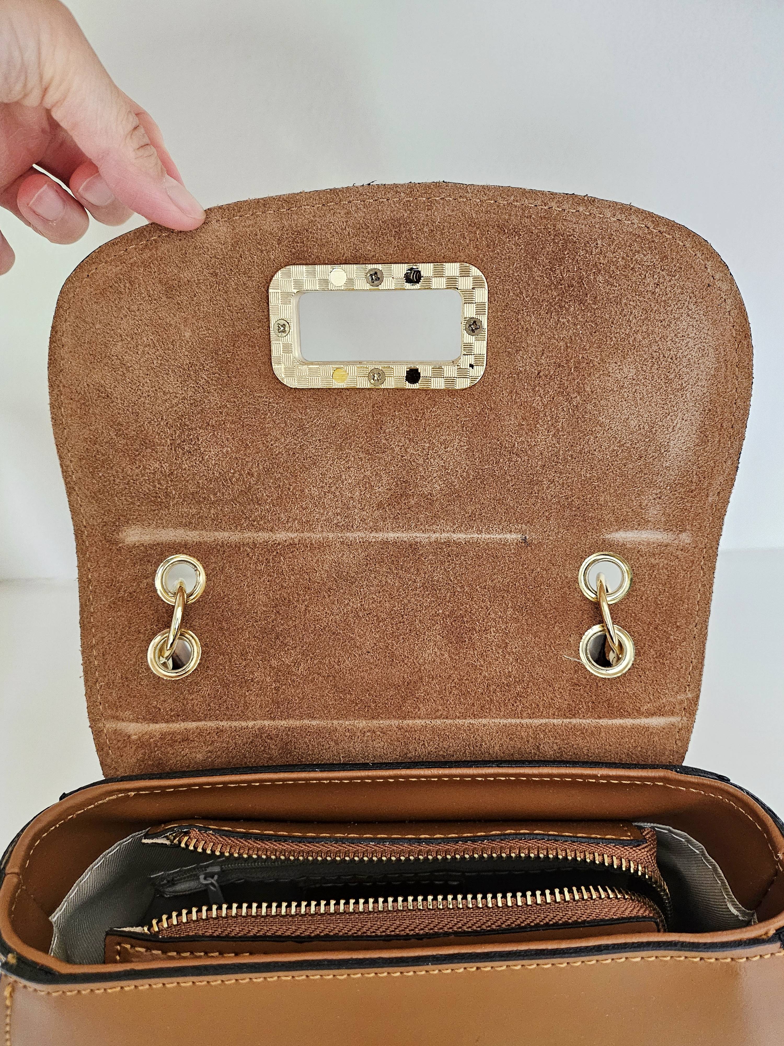 Iminglobal Italian leather bamboo crossbody tote L221