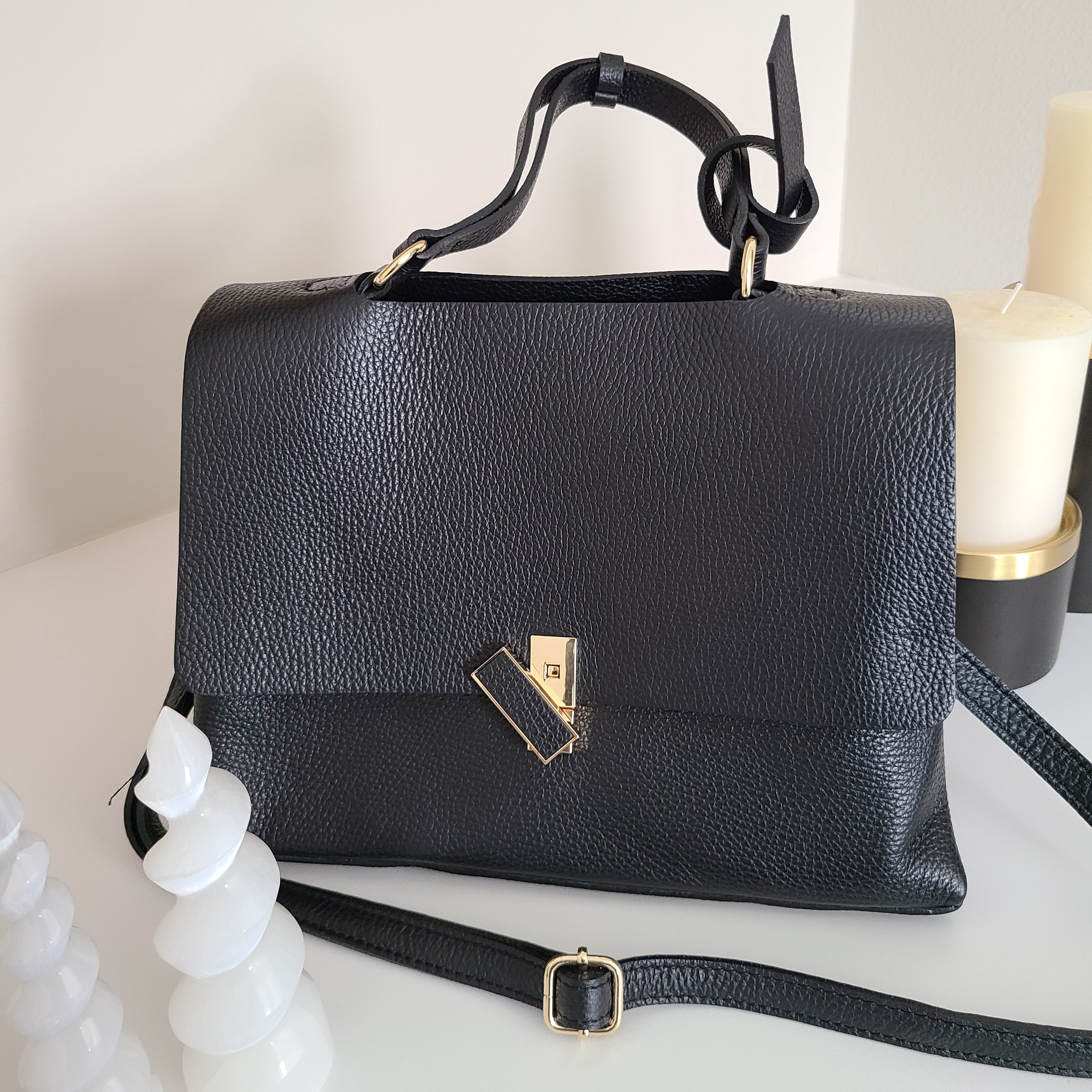 Iminglobal Italy Leather Shoulder cross flap Marco tote bag