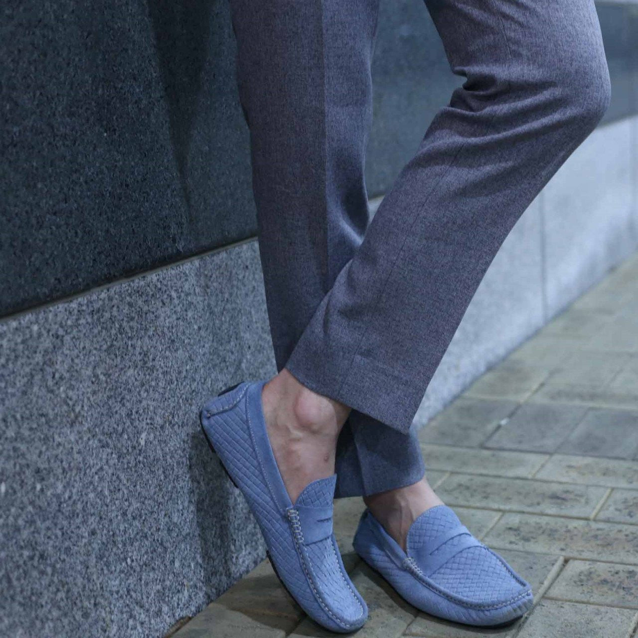 03 Penny loafers men in Suede , 03 Stampato Mens suede penny loafers - IminGlobal