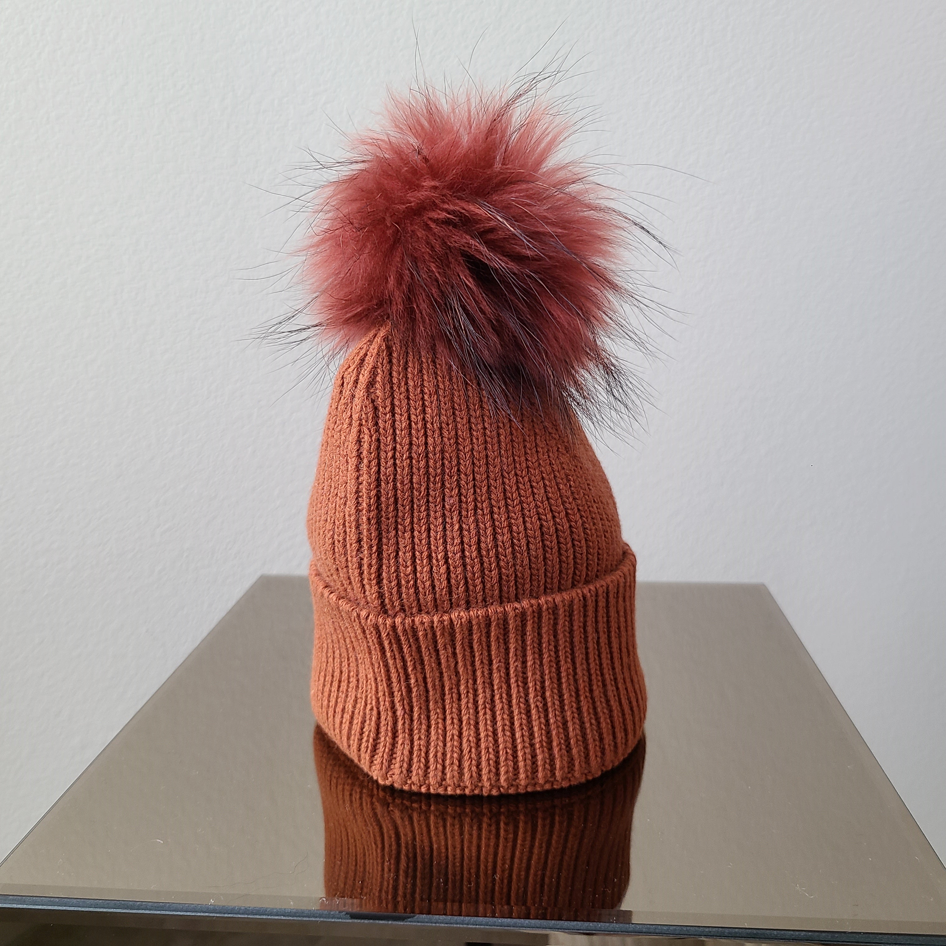 Italy made classic Knit pom pom beanie hat