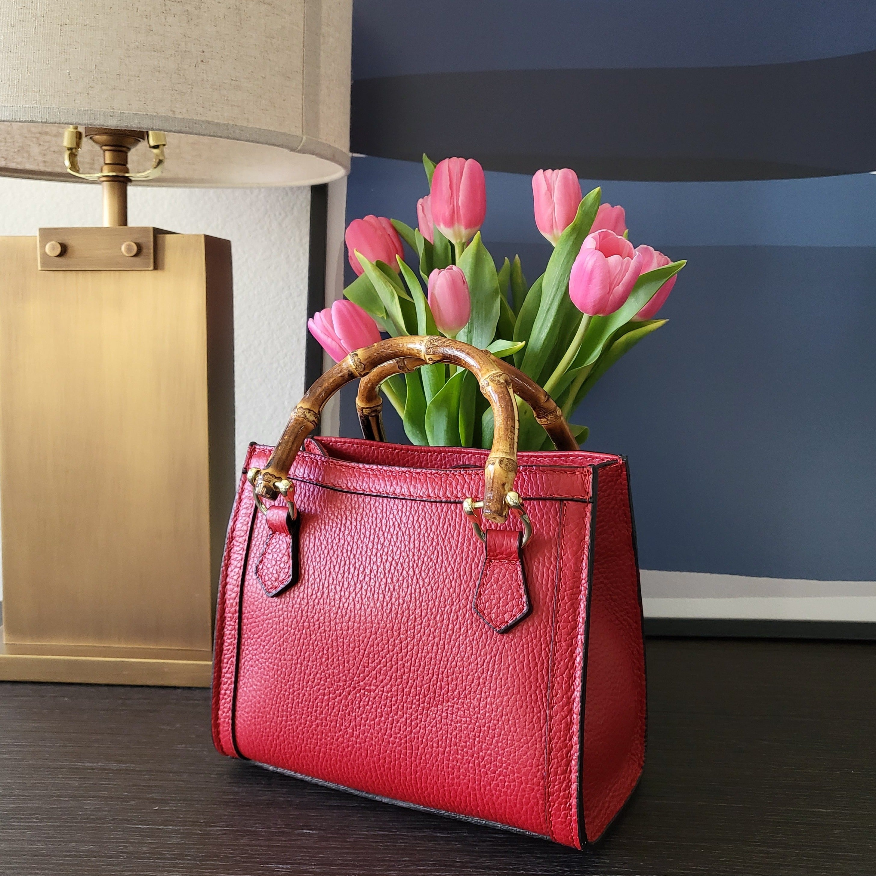 Red on sale bamboo bag