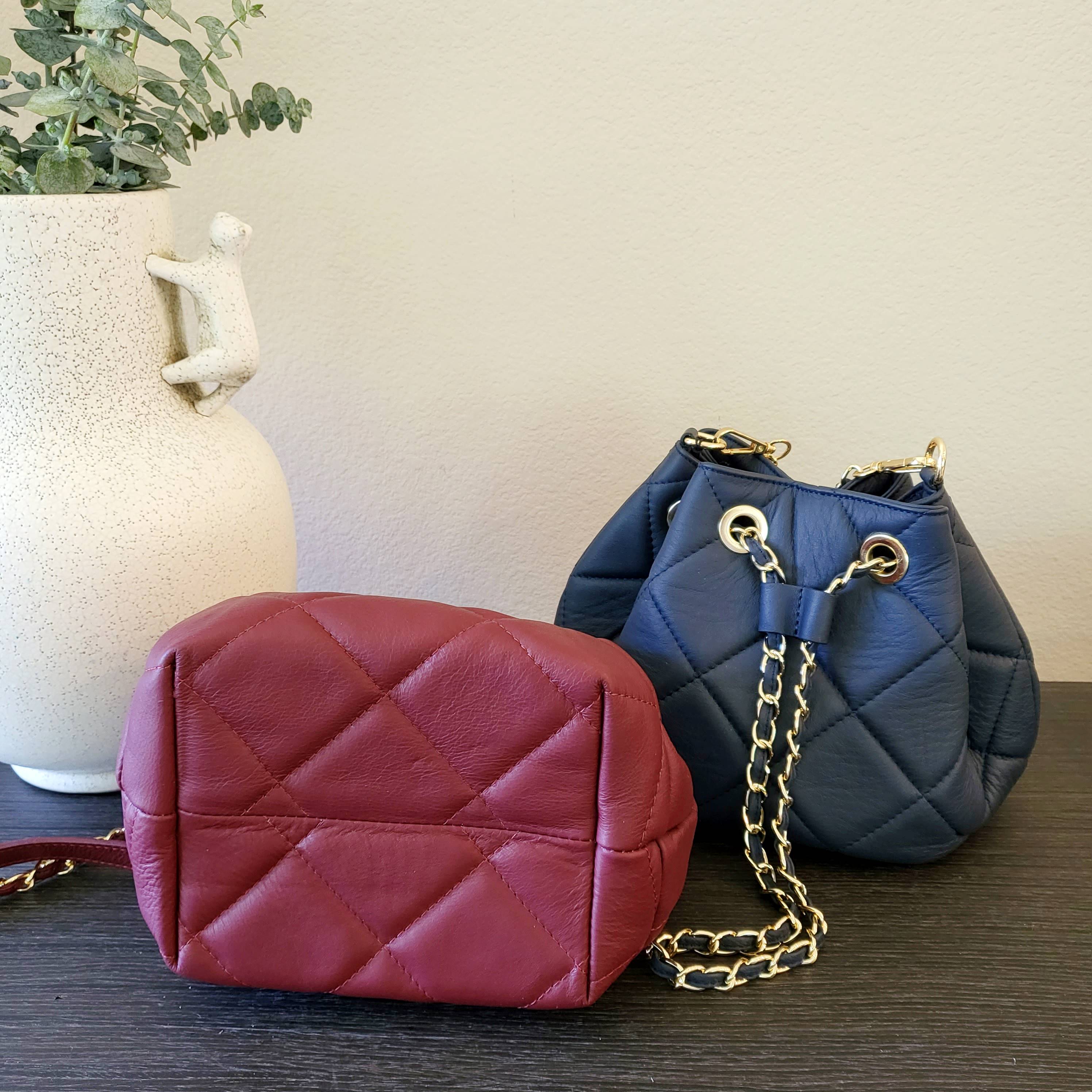 Italian Leather Quilted Crossbody Bag