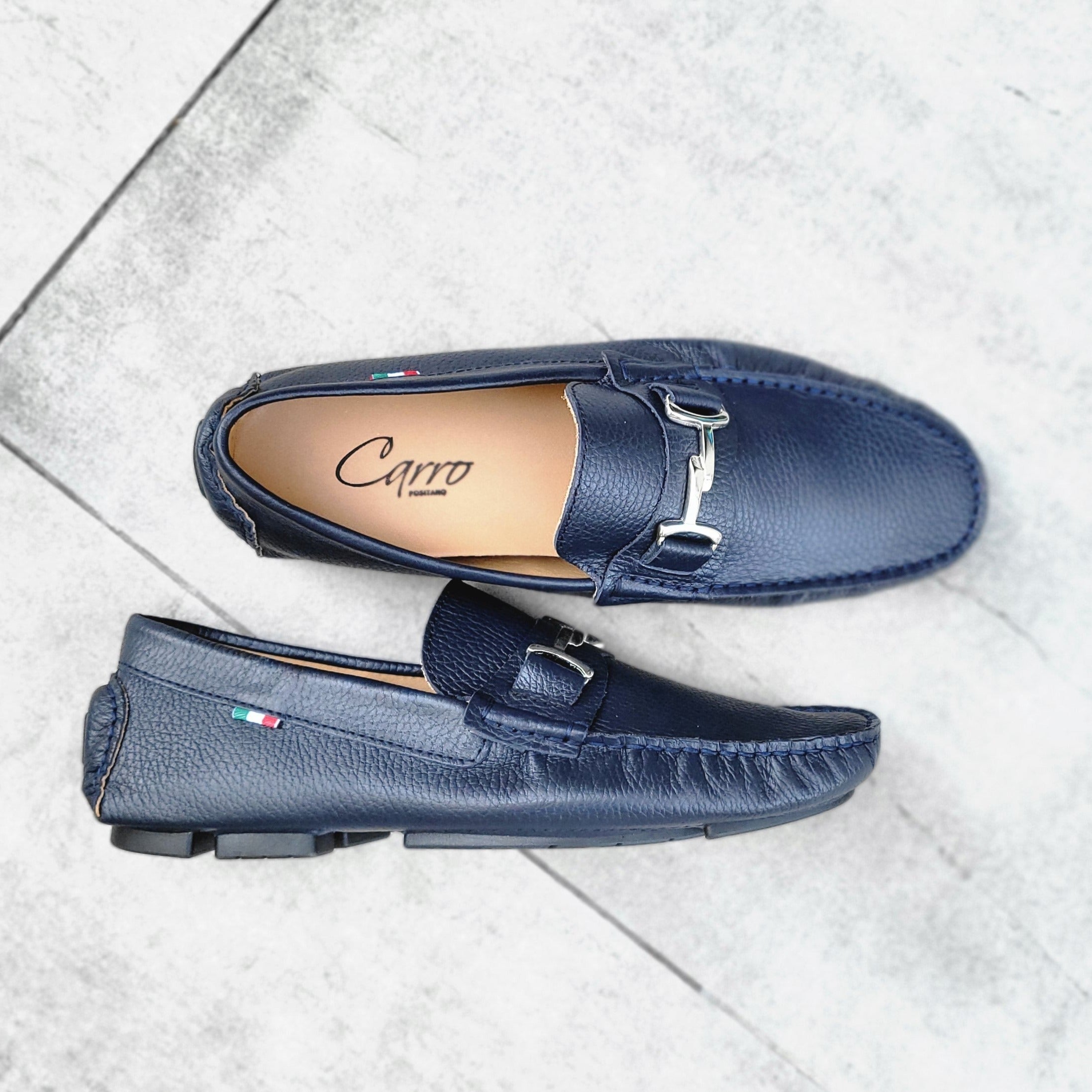 Carro Positano Mens Premium Italian handmade Leather Chain loafers