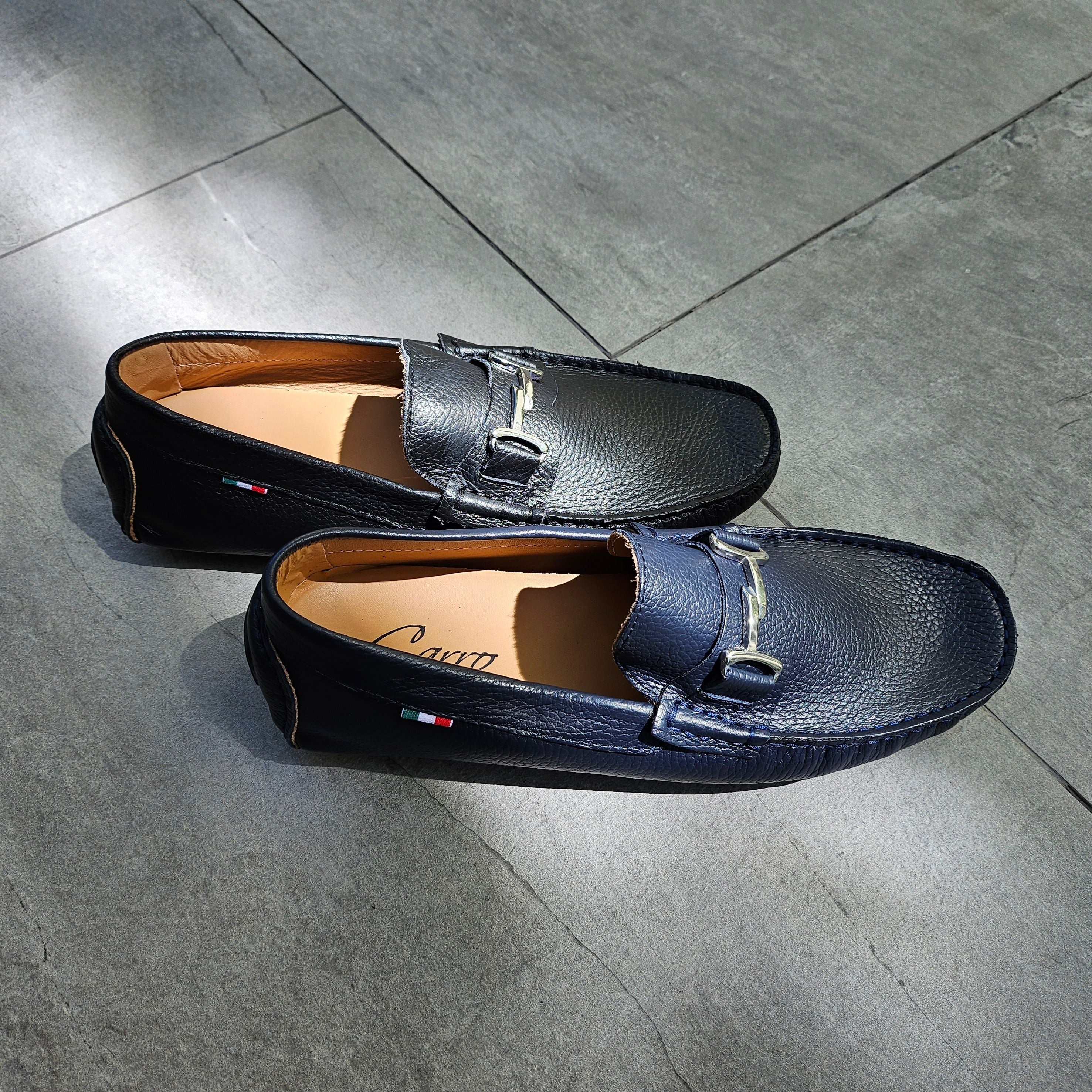 Carro Positano Mens Premium Italian handmade Leather Chain loafers