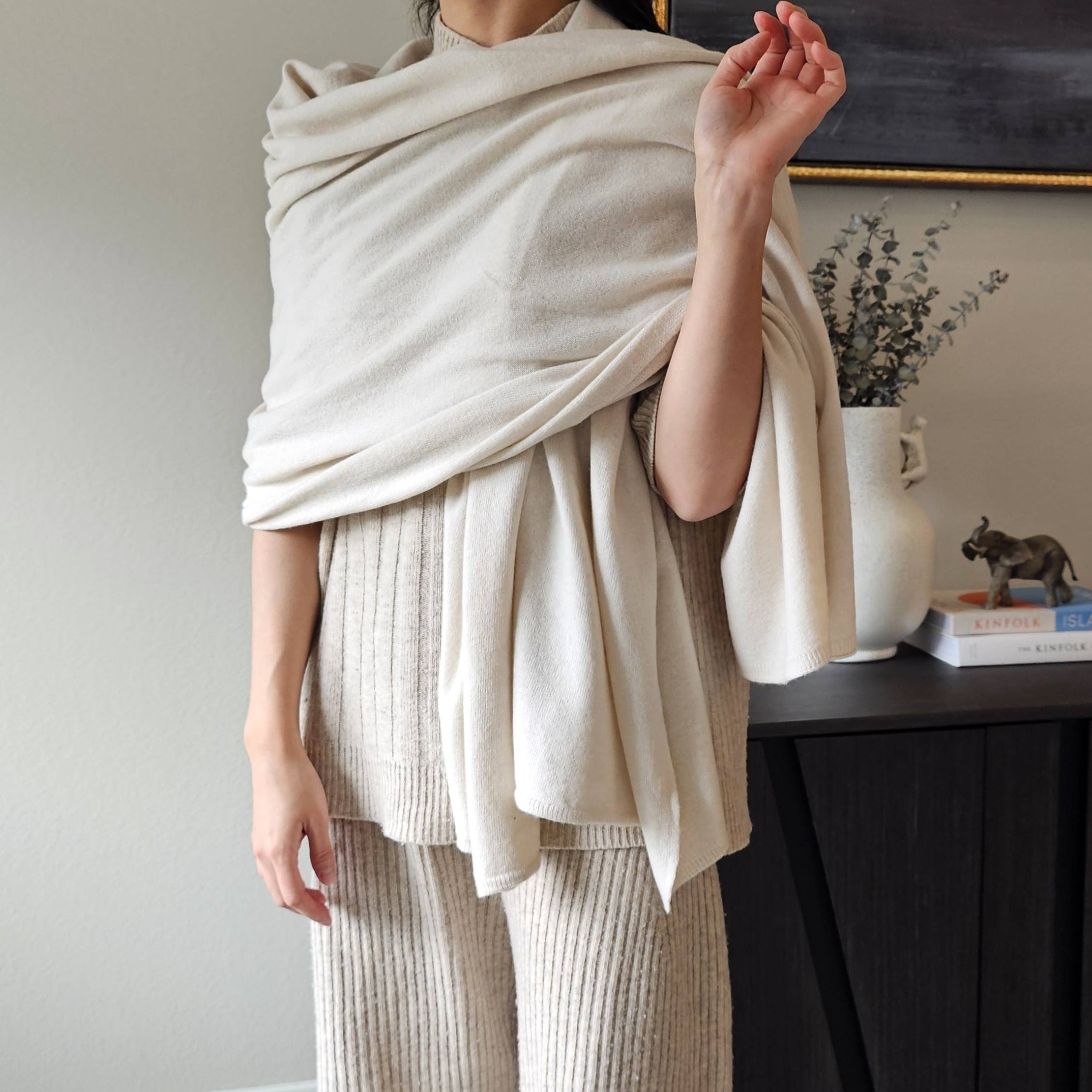 Italy made classic Cashmere Long Shawl