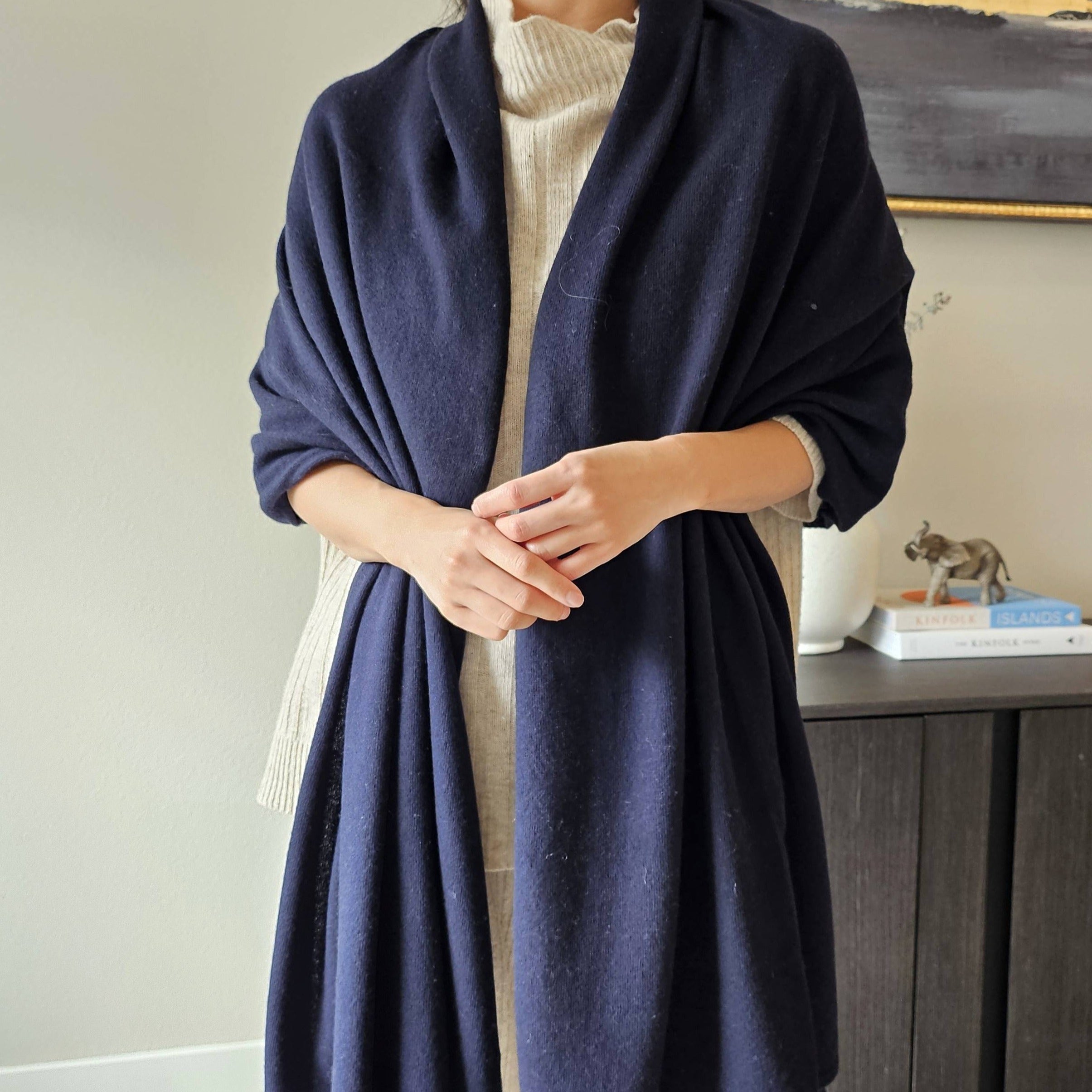 Italy made classic Cashmere Long Shawl